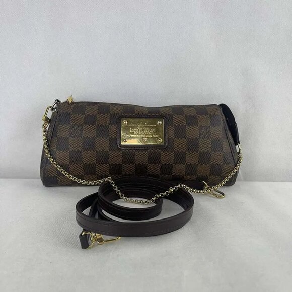 Authentic Louis Vuitton Eva Clutch Damier Ebene Crossbody Shoulder Bag - Picture 4 of 12